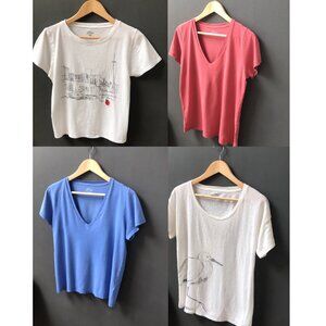 Lot of 4 | J. Crew Short Sleeve T-shirts | Womens l M l Red Blue White Cream